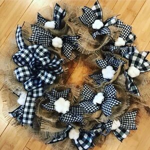 Rustic Burlap and Gingham Wreath